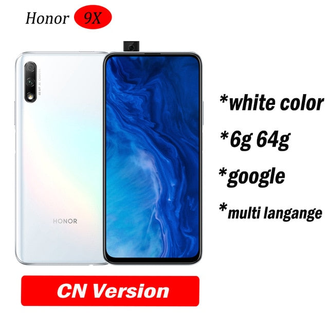 Honor 9x Smart Phone Kirin 810 Octa Core 6.59 inch Lifting Full Screen 48MP Dual Cameras 4000mAh GPU Turbo Mobile Phone