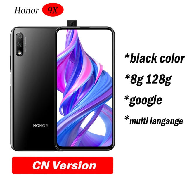 Honor 9x Smart Phone Kirin 810 Octa Core 6.59 inch Lifting Full Screen 48MP Dual Cameras 4000mAh GPU Turbo Mobile Phone