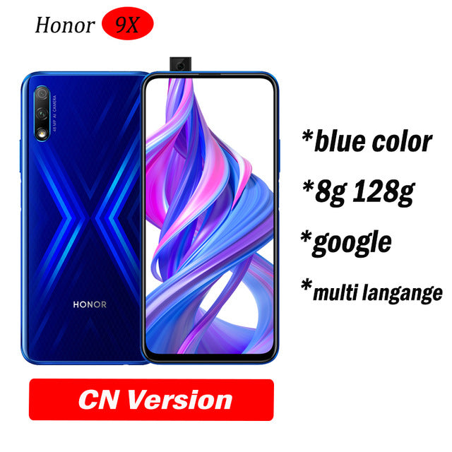 Honor 9x Smart Phone Kirin 810 Octa Core 6.59 inch Lifting Full Screen 48MP Dual Cameras 4000mAh GPU Turbo Mobile Phone