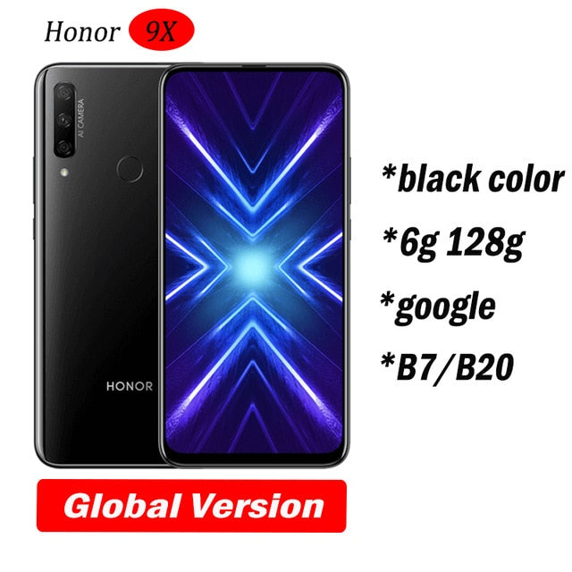 Honor 9x Smart Phone Kirin 810 Octa Core 6.59 inch Lifting Full Screen 48MP Dual Cameras 4000mAh GPU Turbo Mobile Phone